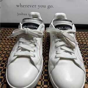 Dolce & Gabbana White Womens Portofino Sneakers with Black Detail SZ 39/  US 8.5